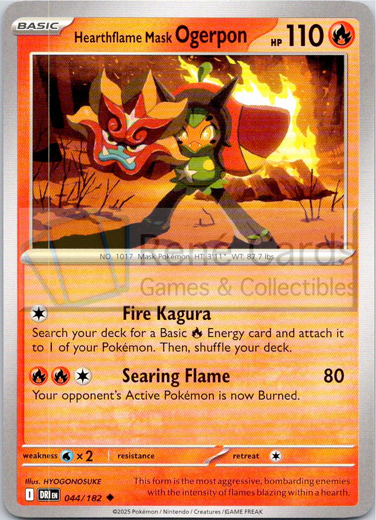 Hearthflame Mask Ogerpon - DRI  - 044/182