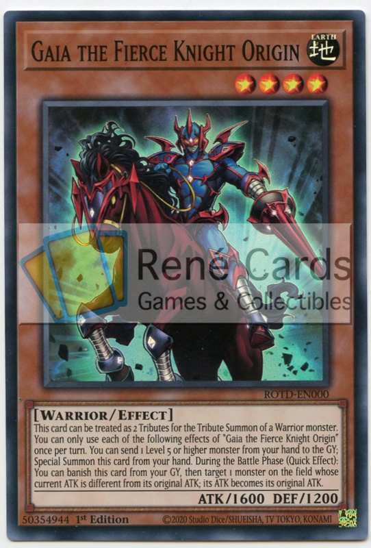 ROTD-EN000 1st Super Rare Gaia the Fierce Knight Origin Yu-Gi-Oh ROTD-EN000 1st Super Rare Gaia the Fierce Knight Origin Yu-Gi-Oh