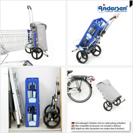 Boodschappenwagen met grote 3-spaken wielen, Royal Shopper Fita blauw