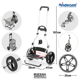 Boodschappenwagen met grote 3-spaken wielen, Royal Shopper Senta 2.0 rood