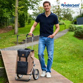 Boodschappenwagen met grote wielen met metalen spaken, Royal Shopper Senta 2.0 zand