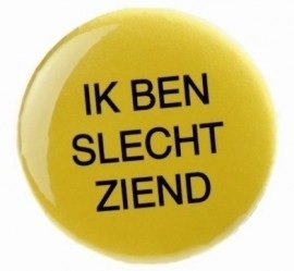 Button: "Ik ben slechtziend", gele button met zwarte opdruk