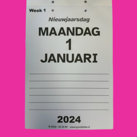 Zorgkalender 2024, grootletter Zorg dagkalender A4, Zorgkalender grote letters en cijfers