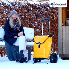 Boodschappenwagen met extra grote kogellager-wielen van 29 cm, Royal Shopper Ortlieb geel