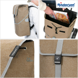 Lichte boodschappenwagen om te duwen of trekken, Unus Shopper Fun Mikkel beige