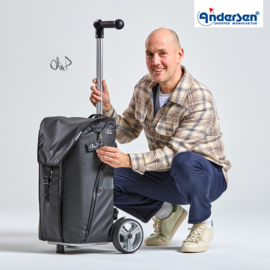 Lichte boodschappenwagen om te duwen of trekken, Unus Shopper Oli.P 3.0 zwart