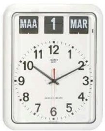 Nederlandse kalenderklok BQ-12A Wit, kalenderklok die tijd en datum weergeeft WWV619050