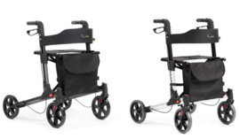 Lichtgewicht rollator met rugleuning (dubbel opvouwbaar)