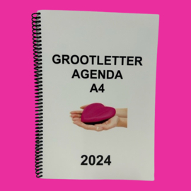 Grootletter agenda 2024, agenda met grote letters en cijfers in A4-formaat