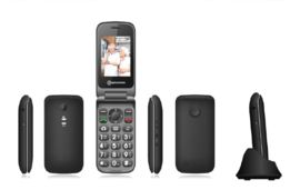 Mobiele telefoon voor slechthorenden en ouderen met luid volume en grote letters en cijfers