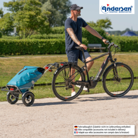 Boodschappenwagen met grote luchtbanden en spatborden, Royal Shopper Plus Ortlieb petrol