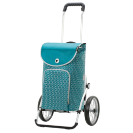 Boodschappenwagen met grote wielen met metalen spaken, Royal Shopper Famke petrol