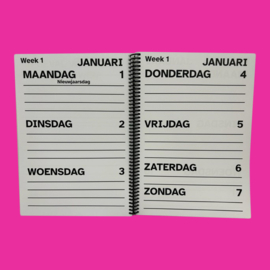 Grootletter agenda 2024, agenda met grote letters en cijfers in A4-formaat