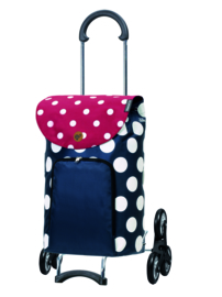 Boodschappenwagen, boodschappentrolley voor de trap, Scala Shopper Treppensteiger Dots Blauw