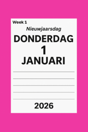 Zorgkalender 2026, grootletter Zorg dagkalender A4, Zorgkalender grote letters en cijfers