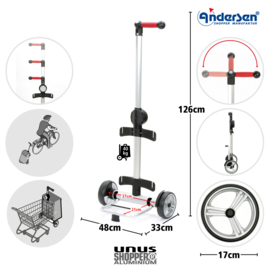 Lichte boodschappenwagen om te duwen of trekken, Unus Shopper 360° Mole8