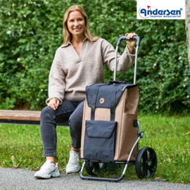 Boodschappenwagen met grote 3-spaken wielen, Royal Shopper Senta 2.0 zand