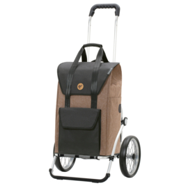 Boodschappenwagen met grote wielen met metalen spaken, Royal Shopper Senta 2.0 zand