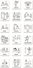 Pictogrammen (stickertjes voor agenda of kalender voor Alzheimer, Dementie, Afasie)