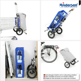 Boodschappenwagen met grote wielen met metalen spaken, Royal Shopper Reik blauw