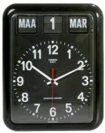 Nederlandse kalenderklok BQ-12A Zwart voor slechtzienden (kalenderklok geeft dag, datum en maand weer) (619051)