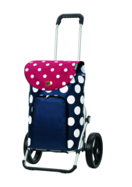 Boodschappenwagen met grote 3-spaken wielen, Royal Shopper Dots Blauw