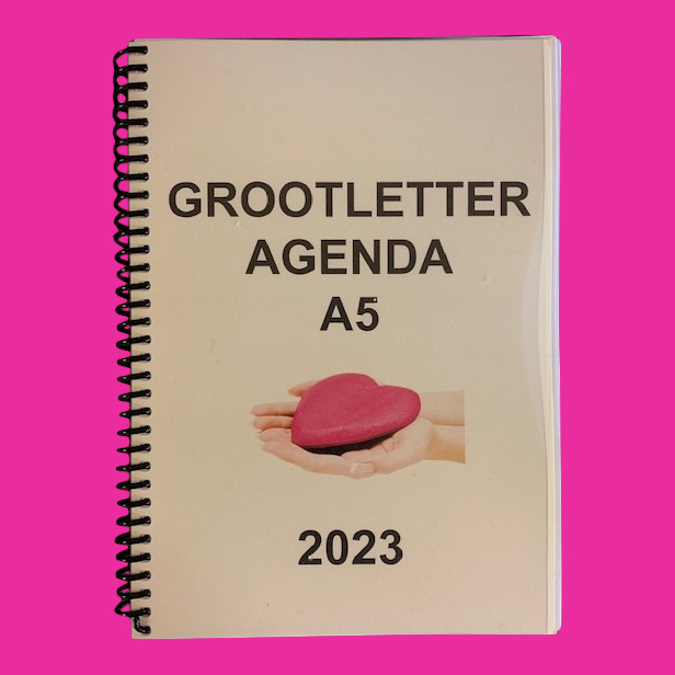 Nu spiraal wees gegroet Grootletter agenda 2023 in A5 formaat met dik papier