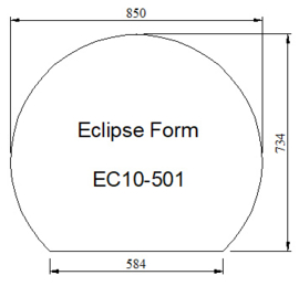 Kachelvloerplat eclipsvormig 850 x 734 x 6 mm