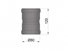 Pelletkachel koppelstuk/mof  uitwendig ∅ 80mm