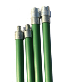Schoorsteenveegset: nylon/staal borstel rond, klik-blokkeersysteem (1 meter Groen)