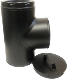 ISOTUBE Plus Twist Lock 150|200 T-stuk met dop met klemband - zwart