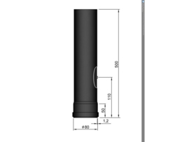 Pelletkachel pijp 50 cm ∅ 80mm met luik