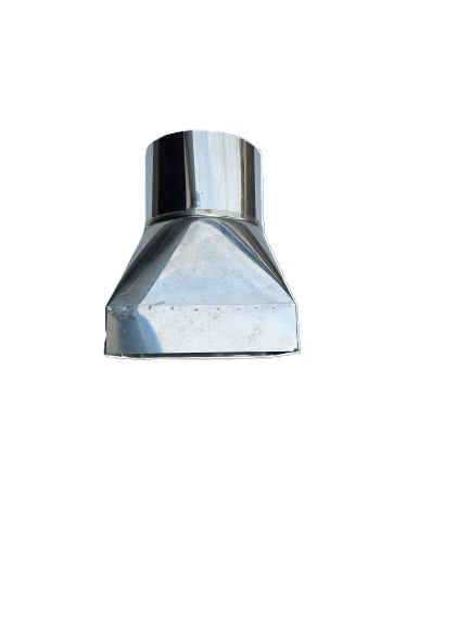 Verloop vierkant/rond 200/150 mm - RVS