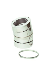 DW-250/300 mm bocht 15° met klemband rvs