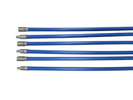 Professionele blauwe veegset 7,20 meter met staalborstel
