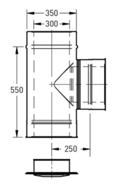 DW-300/350 mm T-stuk met klemband rvs
