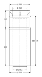 DW-250/300 mm paspijp met klemband rvs