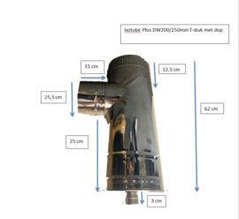 ISOTUBE Plus dubbelwandig 200/250 mm T-stuk met dop