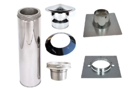 Twist lock complete dubbelwandig voor houtkachel dakdoorvoer 