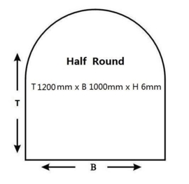 Vloerplaat Glas - Halfrond 1000 x 1200 x 6 mm