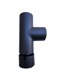 2 mm dikwandige Ø 150 mm kachelpijp T-stuk 90° met dop - zwart