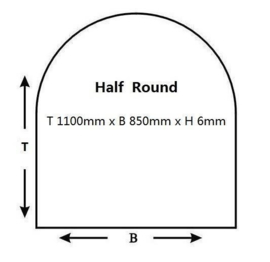 Kachelvloerplaat halfrond 850 x 1100 x 6 mm