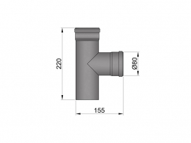 Pelletkachel T-stuk 80 mm met 2x mof ∅ 80mm