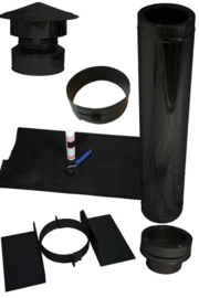 Complete set dakdoorvoer DW200/250mm voor schuin dak kunststof, epdm ZWART