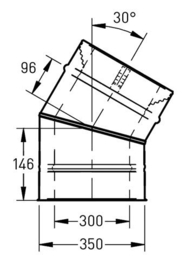 DW-300/350 mm bocht 30°  met klemband rvs