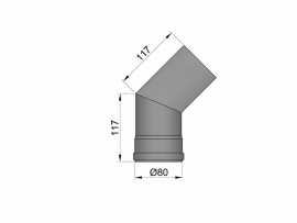 Pelletkachel bocht 45° ∅ 80mm