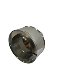 ISOTUBE Plus Ø 150/200 mm dubbelwandige kachelpijp contra-aansluitstuk naar 100 mm- rvs