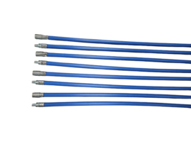 Professionele blauwe veegset 9,60 meter met staalborstel