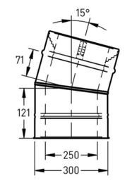 DW-250/300 mm bocht 15° met klemband rvs