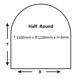 RB6110110(30-140) Vloerplaat Glas - Helder (Halfrond) 110 x 110 x 0,6cm